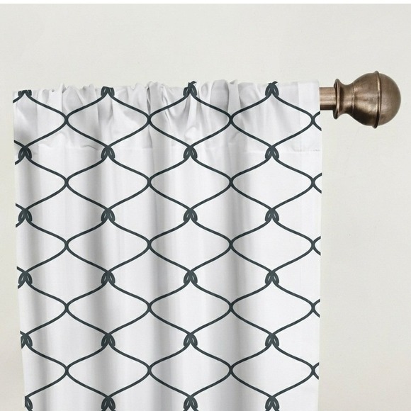 Other - Premium White Black Geometric Knot Microfiber 2-Panel Window Curtains 56x84